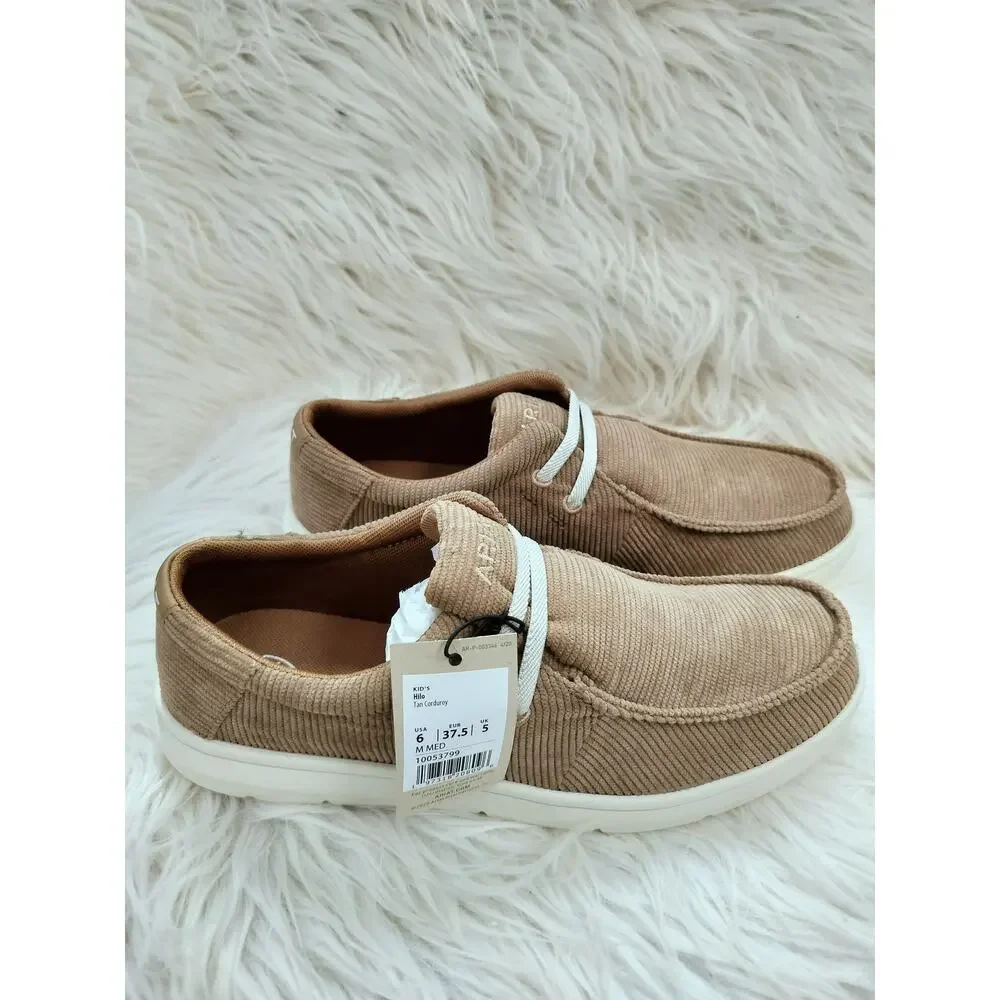 5674) Ariat Hilo Kid's Midway Casual Shoes Tan Corduroy Size US 6/EU 37.5
